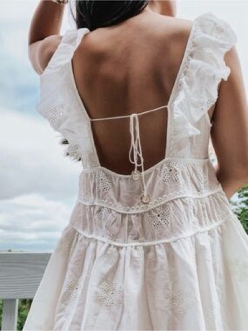 Sunday Best Ebb Dress Off-Shoulder White Eyelet Mini Dress - Picture 2 of 7
